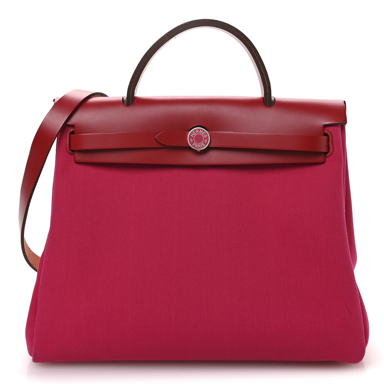Hermes Toile Militaire Vache Hunter Laque Herbag Zip Retourne 31 PM Rose Mexico Rouge Piment 1 of 11
