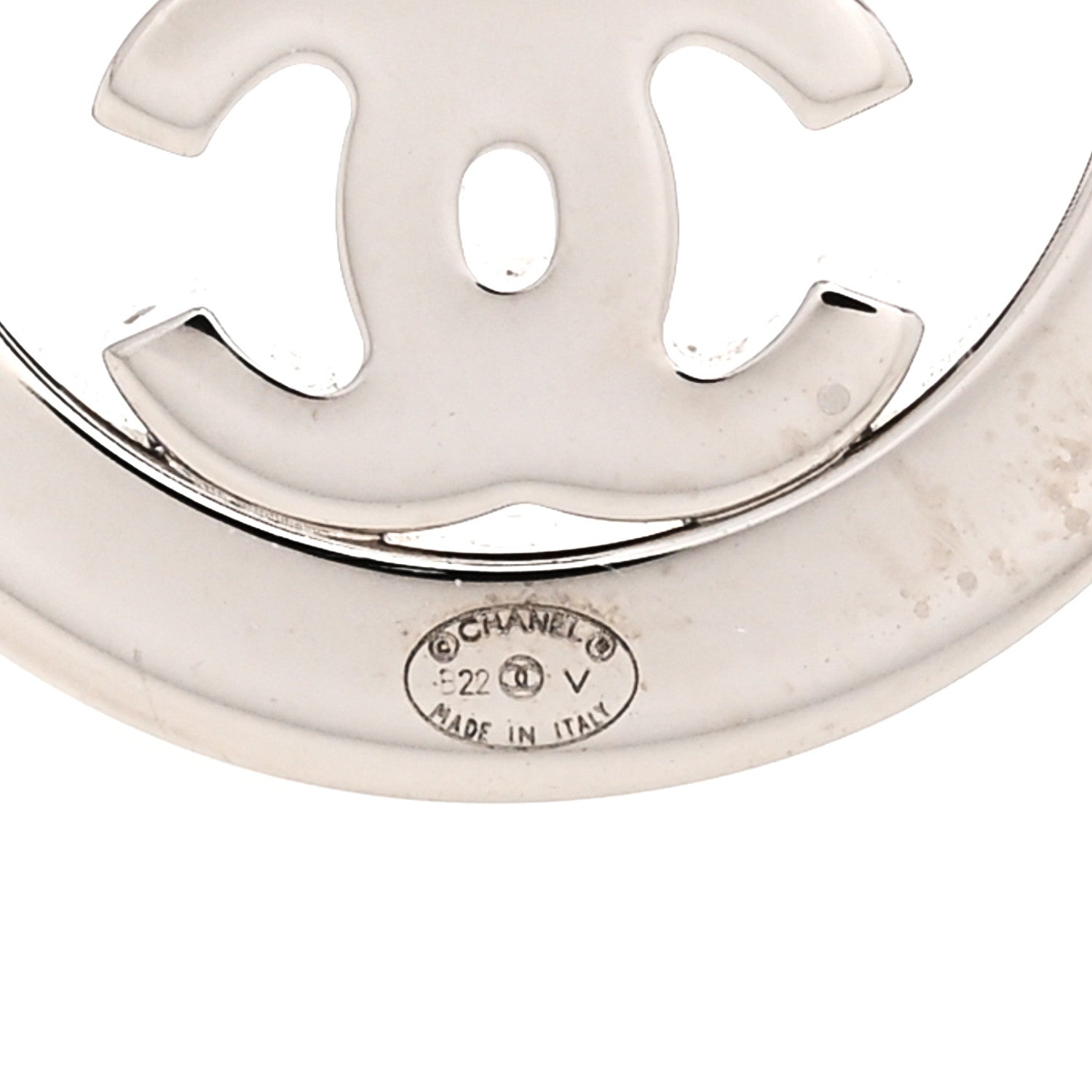 Chanel Crystal CC Round Earrings Silver 4 of 4