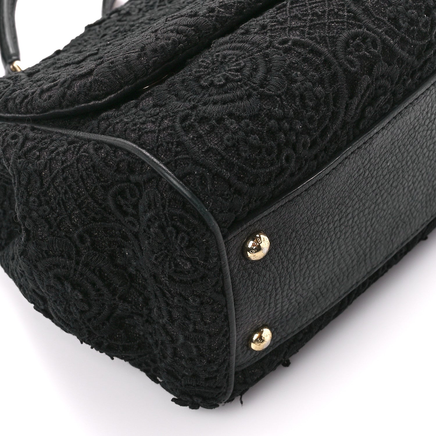 Dolce & Gabbana DOLCE & GABBANA Calfskin Lace Miss Sicily Satchel Black 9 of 14