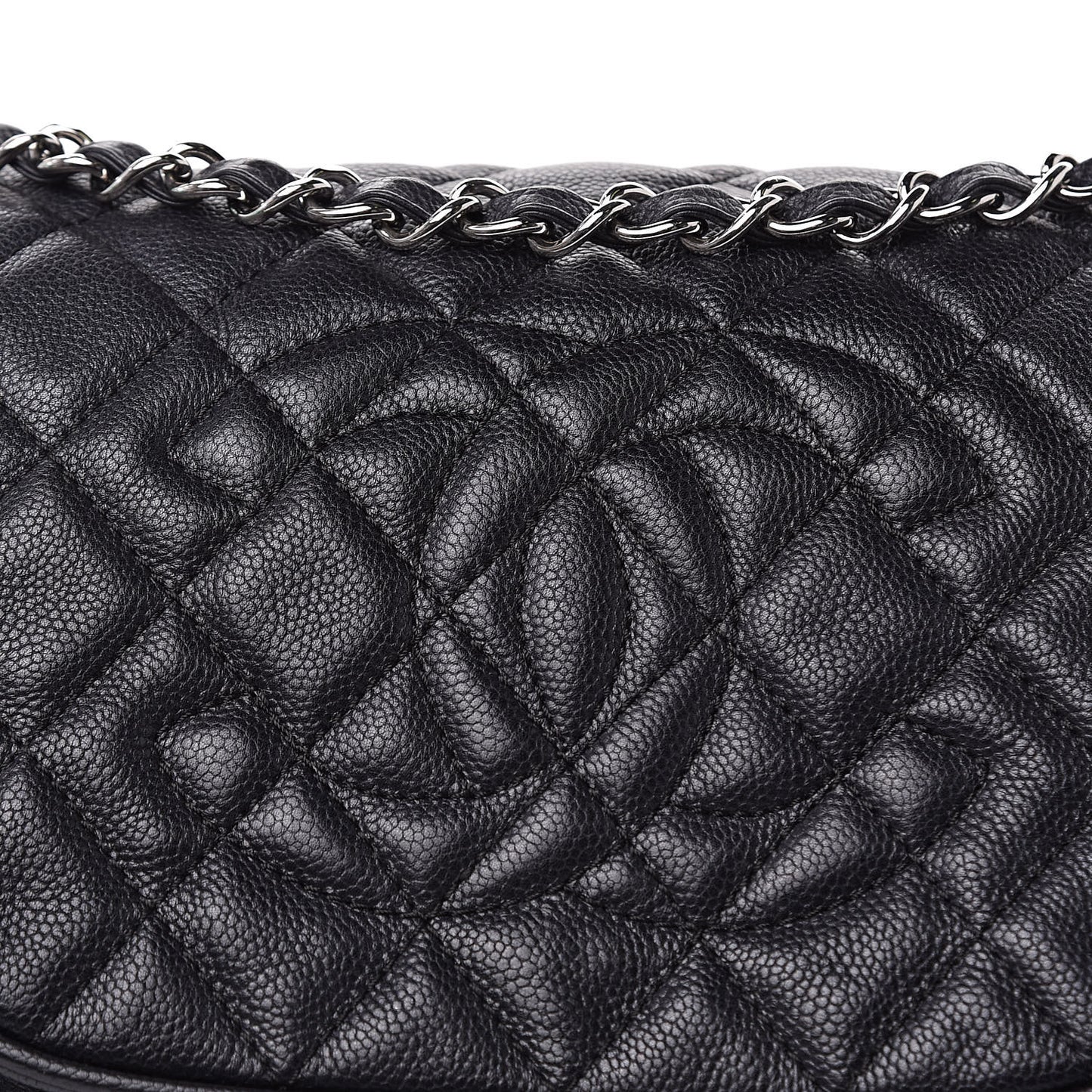 Caviar Quilted Timeless Accordion Flap Black