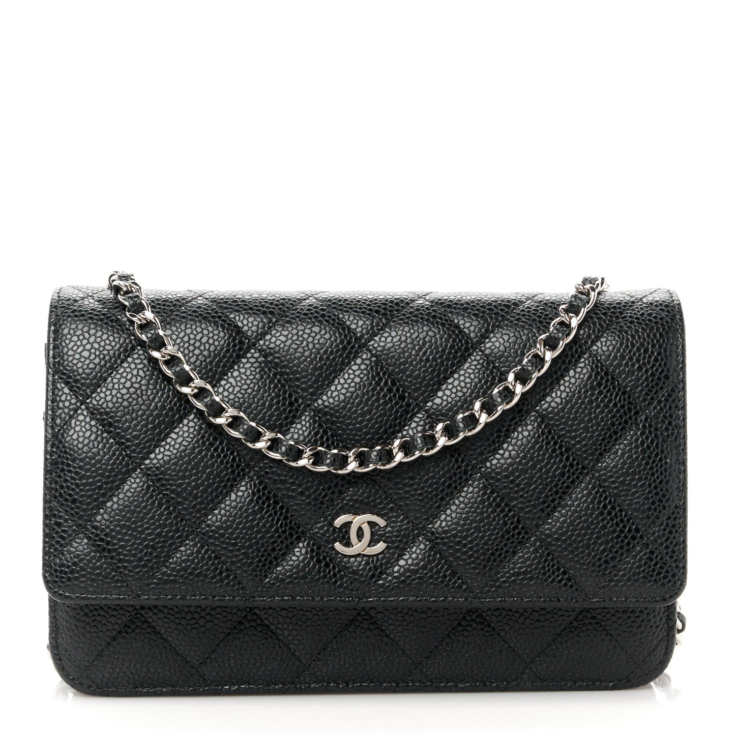 Caviar Quilted Wallet on Chain WOC Black