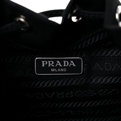 Prada Saffiano Tessuto Nylon Vela Lettering Bucket Wristlet Black 6 of 8