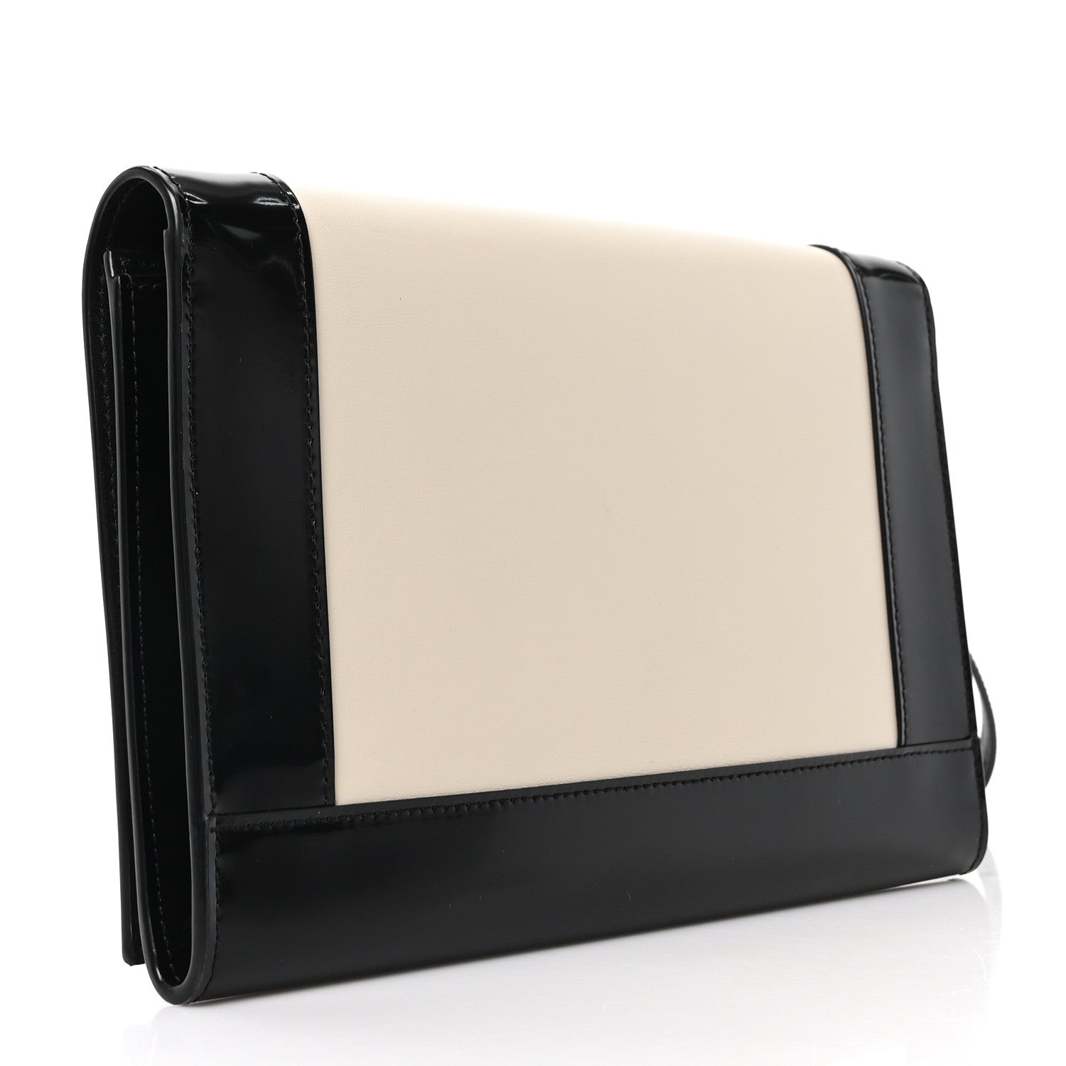 Saint Laurent Nappa Patent Calfskin Two-Toned Monogram Pouch Alabastro Black 3 of 10