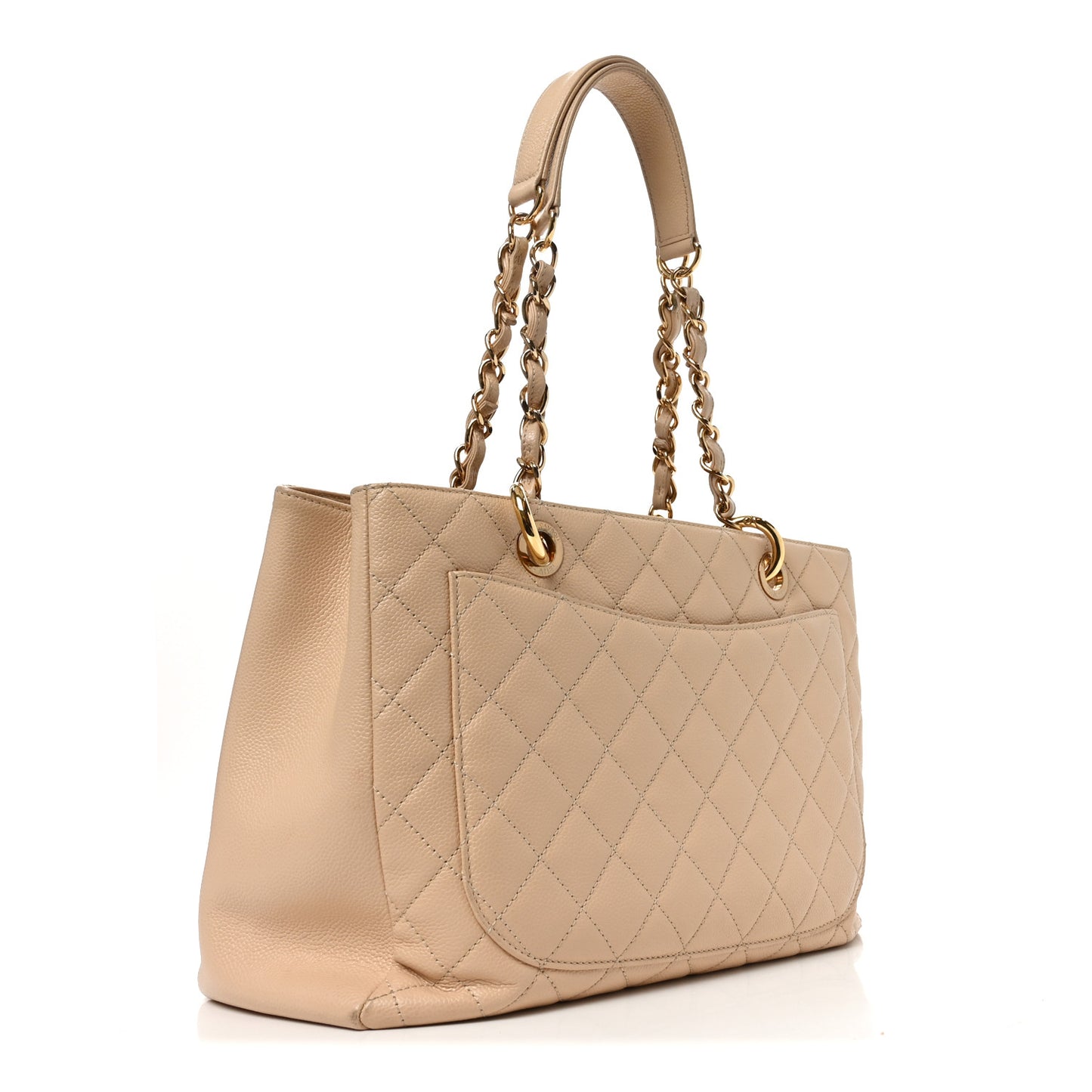 Caviar Quilted Grand Shopping Tote GST Beige Clair