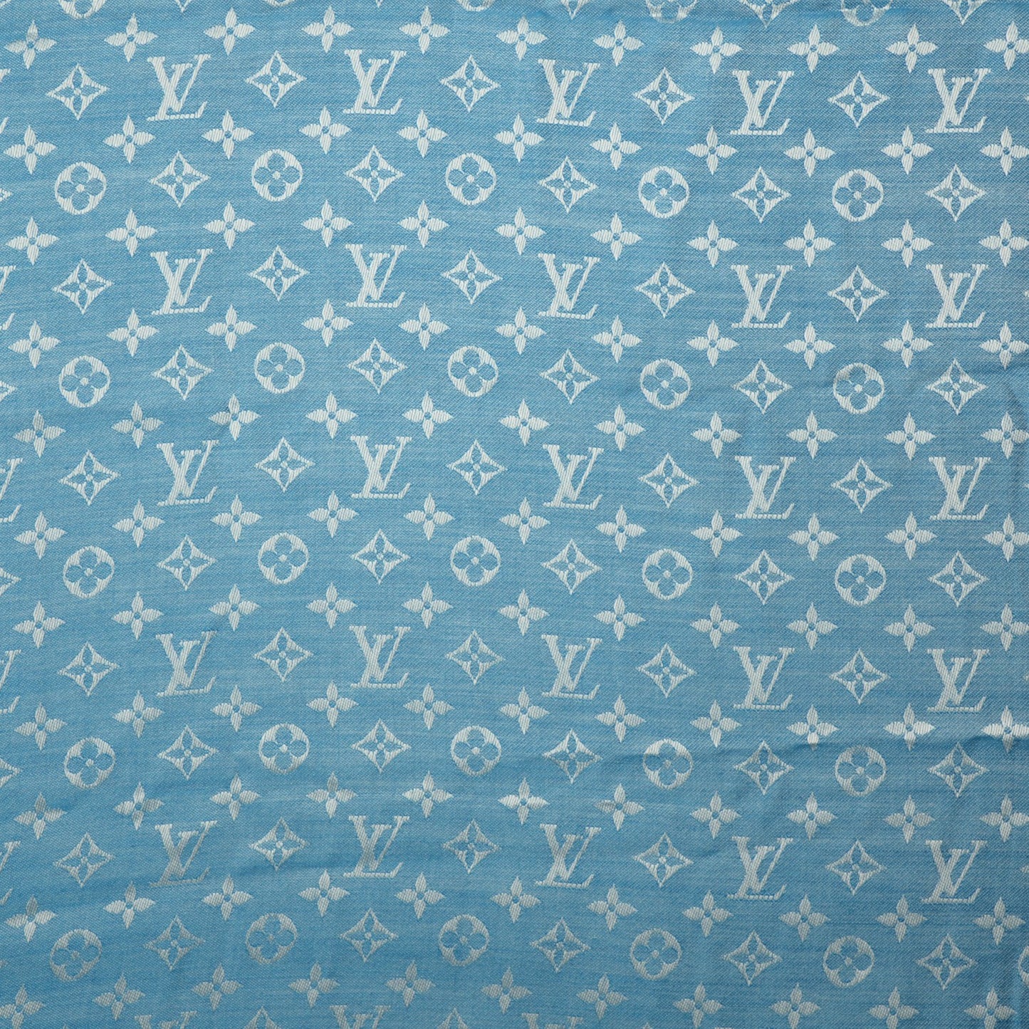 Silk Wool Monogram Denim Shawl Bleuet