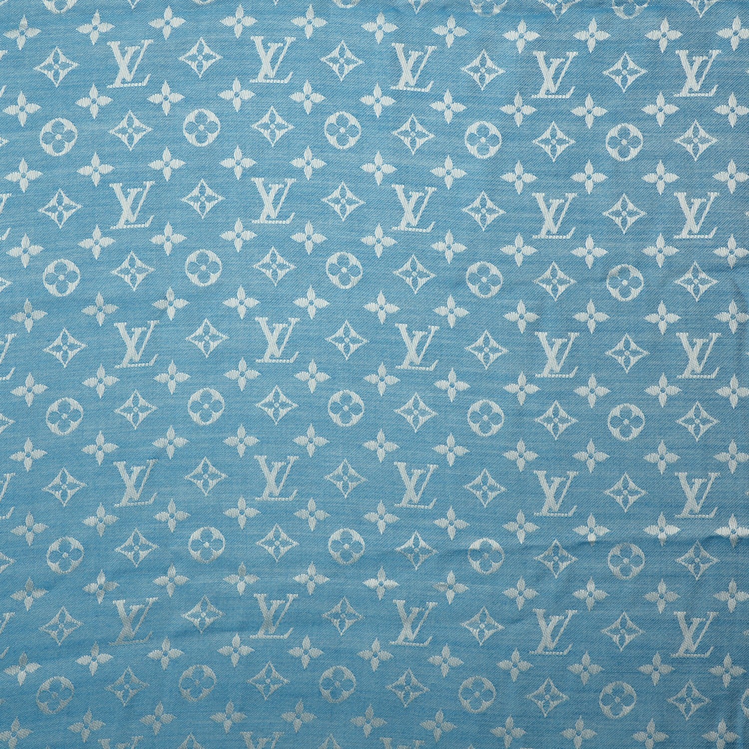 Louis Vuitton Silk Wool Monogram Denim Shawl Bleuet 1 of 6