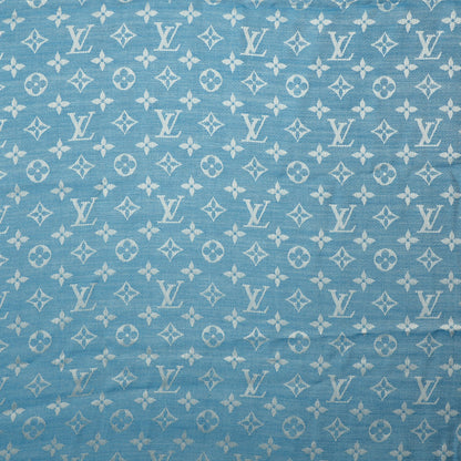 Louis Vuitton Silk Wool Monogram Denim Shawl Bleuet 1 of 6