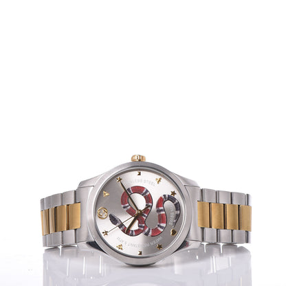 Gucci Stainless Steel 38mm G-Timeless Two Tone Snake Quartz Watch 3 of 6
