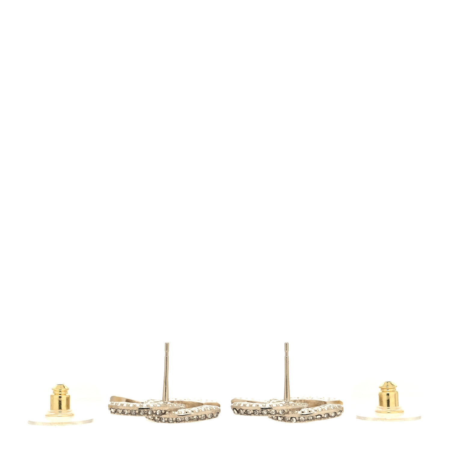 Chanel Crystal Timeless CC Earrings Light Gold 3 of 4