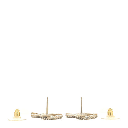 Chanel Crystal Timeless CC Earrings Light Gold 3 of 4