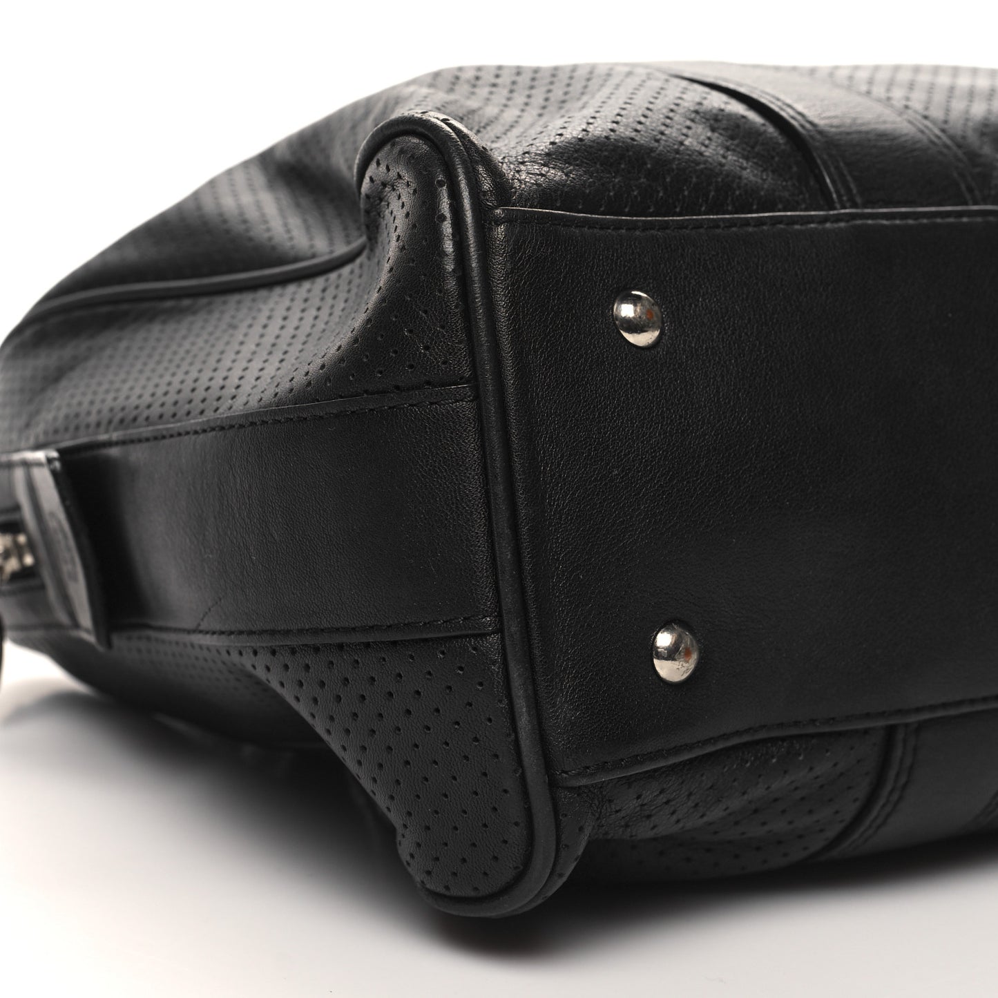 Calfskin Perforated Shoulder Bag Black