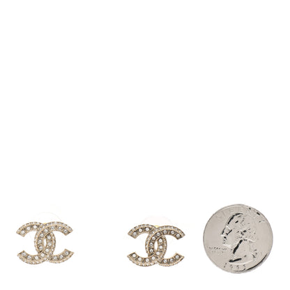 Chanel Crystal Timeless CC Earrings Light Gold 2 of 4