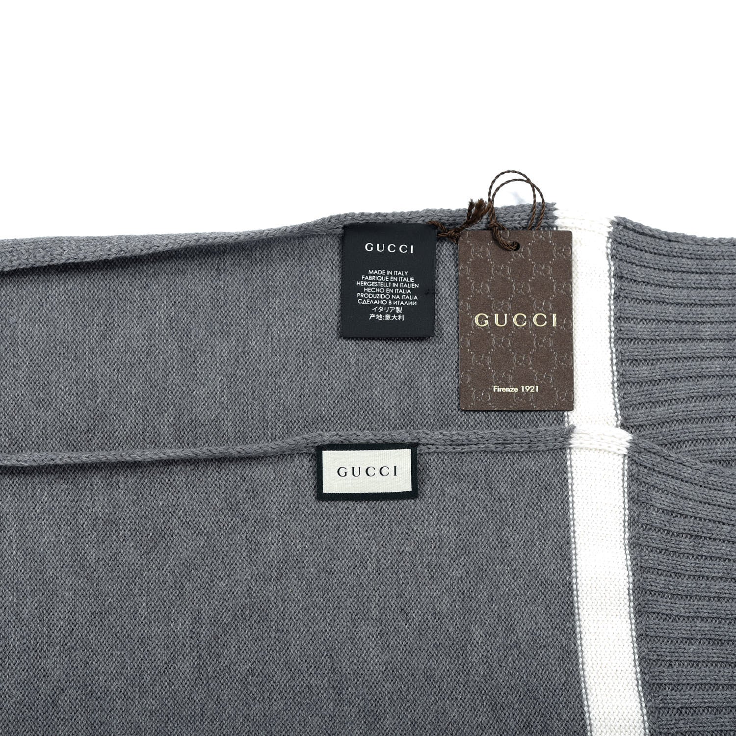 Gucci Wool Strap Scarf Gray 4 of 4