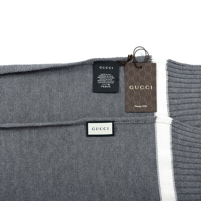 Gucci Wool Strap Scarf Gray 4 of 4