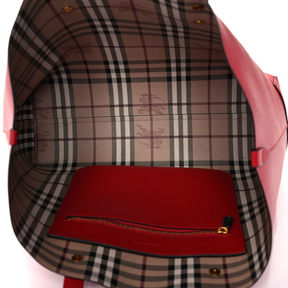 Burberry Grainy Calfskin Haymarket Check Small Reversible Tote Red 8 of 18
