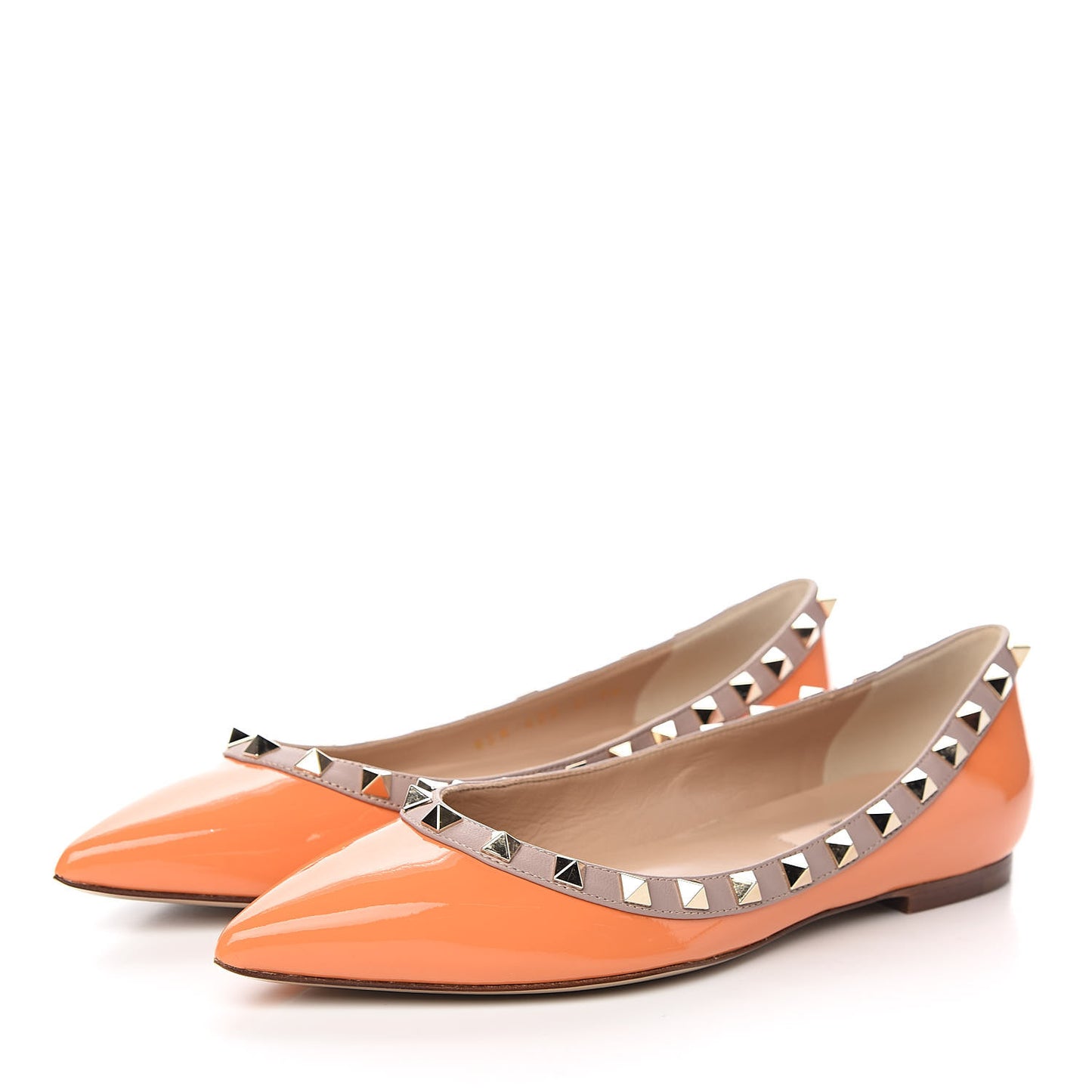 Patent Nappa Rockstud Ballerina Flats 36 Melon Sorbet Poudre