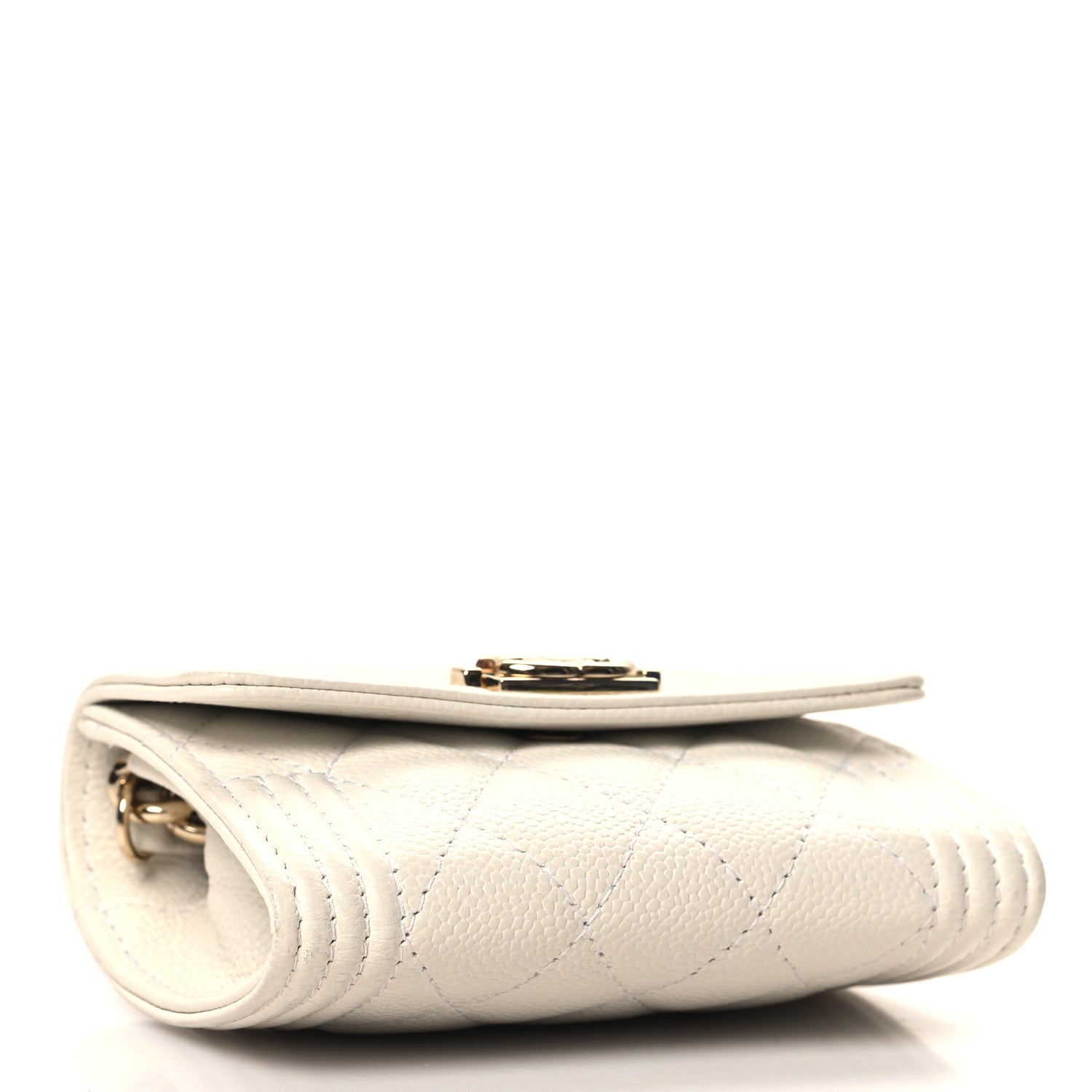 Chanel Caviar Quilted Boy Card Holder On Chain White 4 of 12