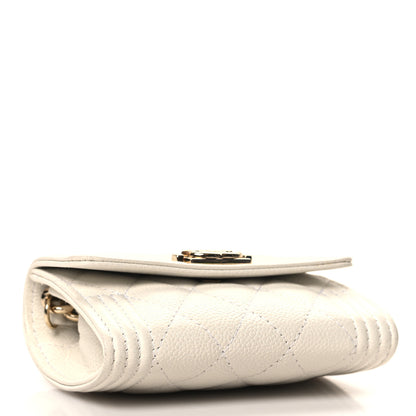 Chanel Caviar Quilted Boy Card Holder On Chain White 4 of 12