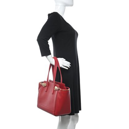 Salvatore Ferragamo Calfskin Small Verve Double Zip Tote Rosso 2 of 11