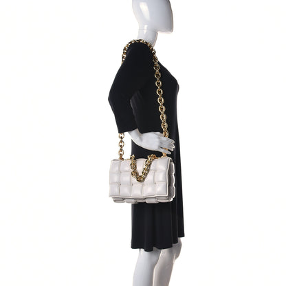 Bottega Veneta Lambskin Maxi Intreccio Padded Chain Cassette Crossbody Bag White 2 of 15