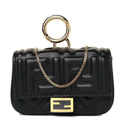 Fendi Nappa Matisse FF Embossed Nano Baguette Charm Black 1 of 10
