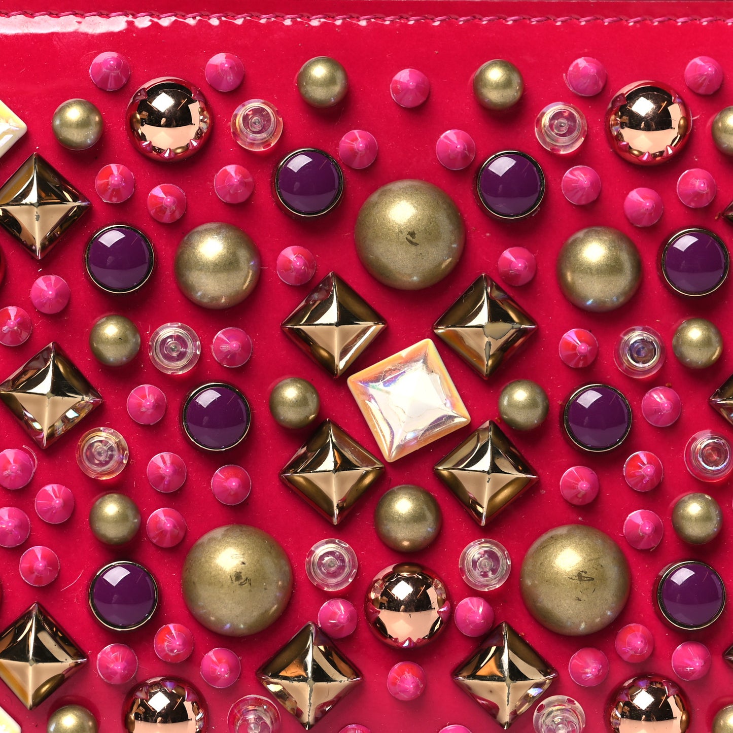 Patent Panettone Spiked Zip Around Wallet Ultra Rose