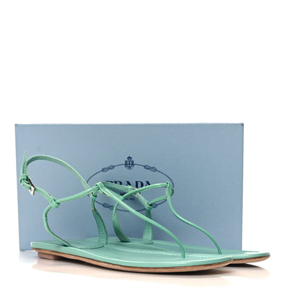 Prada Vernice T-Strap Flat Sandals 40 Giada 9 of 9