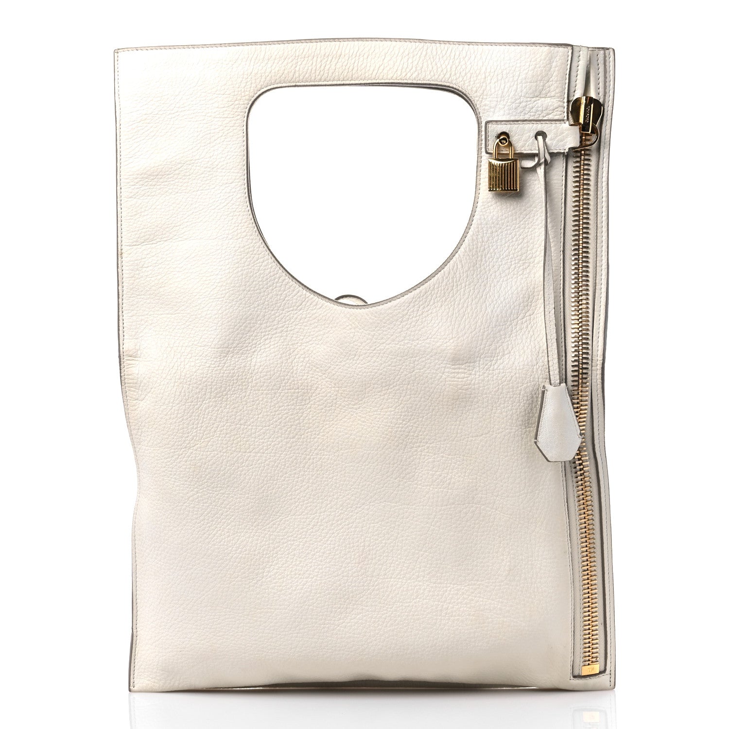 Tom Ford Ramskin Small Alix Padlock Zip Shoulder Bag White 3 of 14