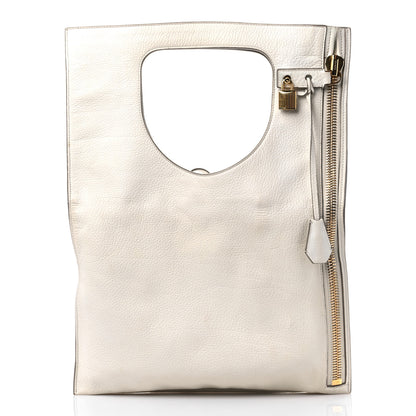 Tom Ford Ramskin Small Alix Padlock Zip Shoulder Bag White 3 of 14
