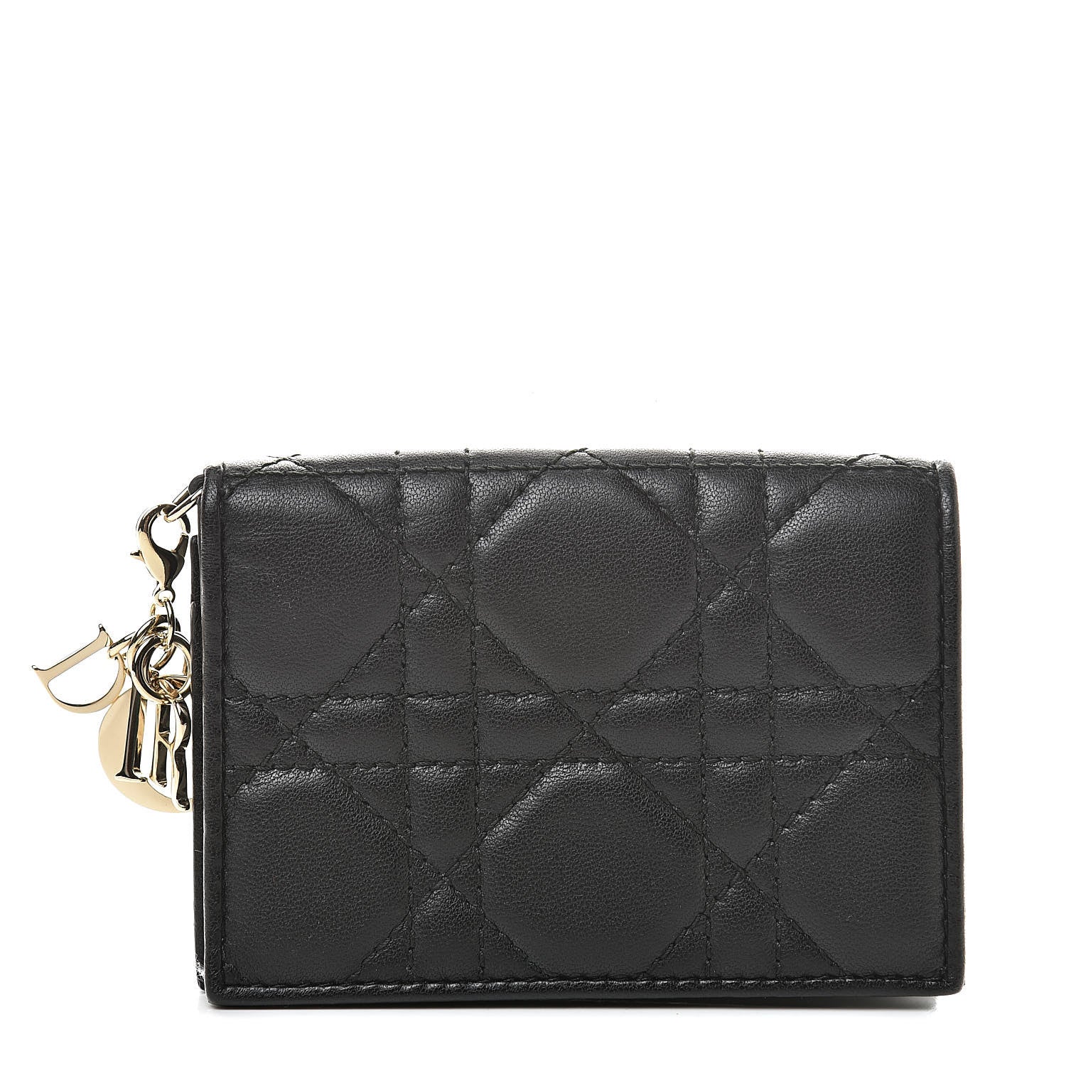 Christian Dior Lambskin Cannage Small Lady Dior Flap Card Holder Black 1 of 8