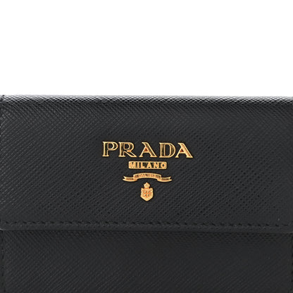 Prada Saffiano Metal Flap Card Holder Black 9 of 10