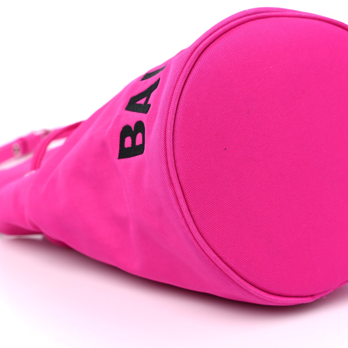 Recycled Sport Nylon Logo Embroidered Wheel Drawstring Bucket Bag XS Fuchsia Black