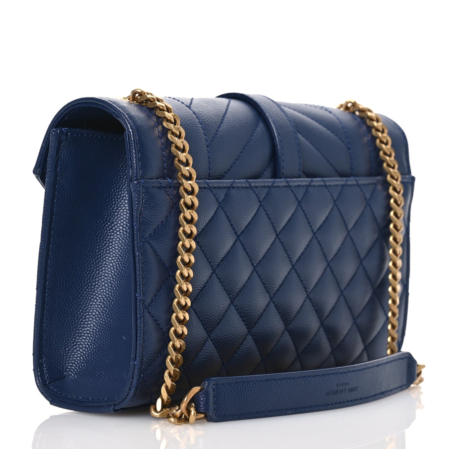 Grain De Poudre Textured Mixed Matelasse Triquilt Small Monogram Satchel Blue Charron