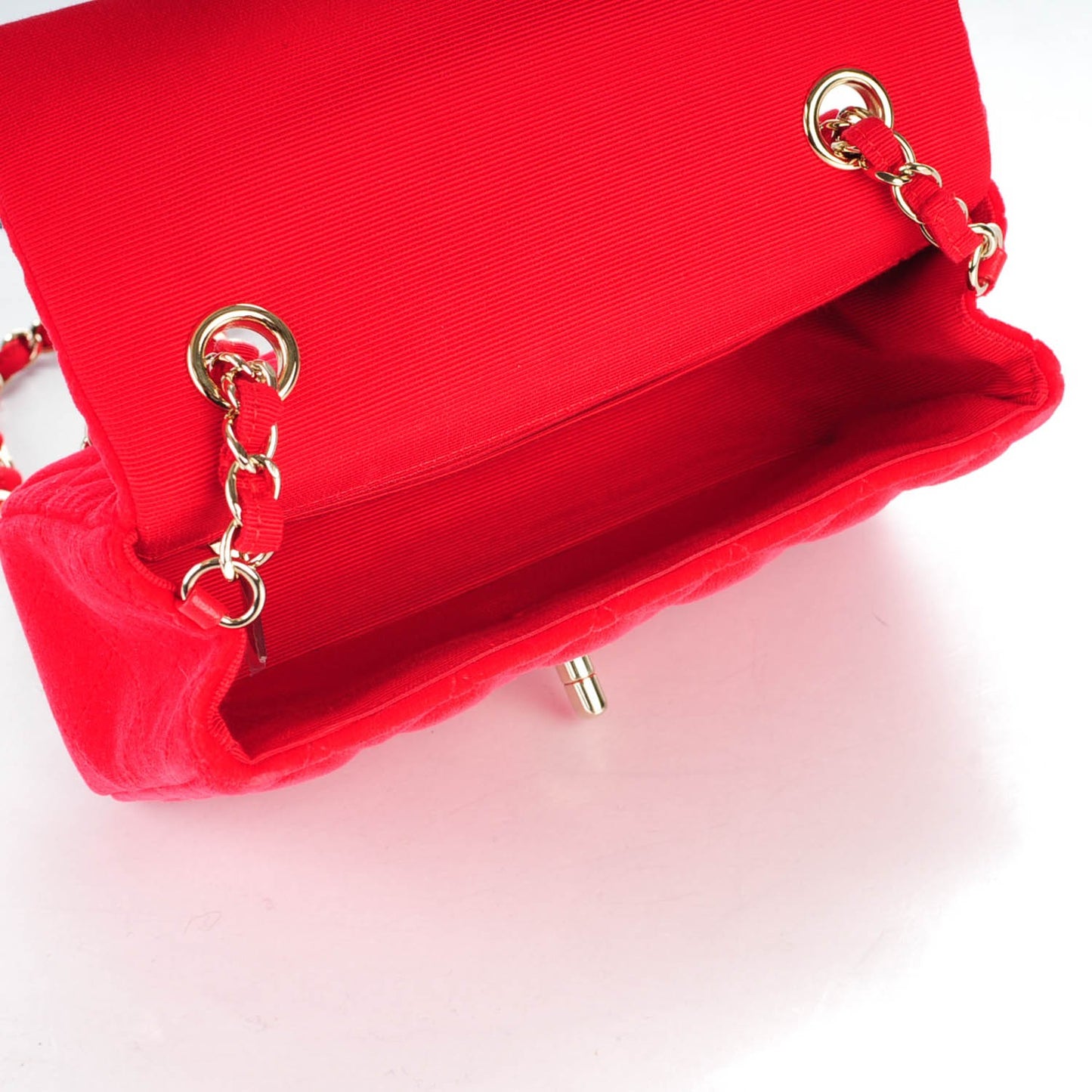 Velvet Quilted Mini Rectangular Flap Red