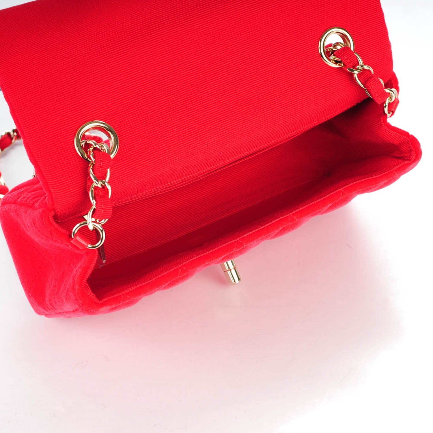 Chanel Velvet Quilted Mini Rectangular Flap Red 5 of 7