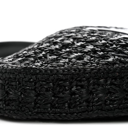 Celine Raffia Calfskin Triomphe Panier Hobo Bag Black 7 of 10