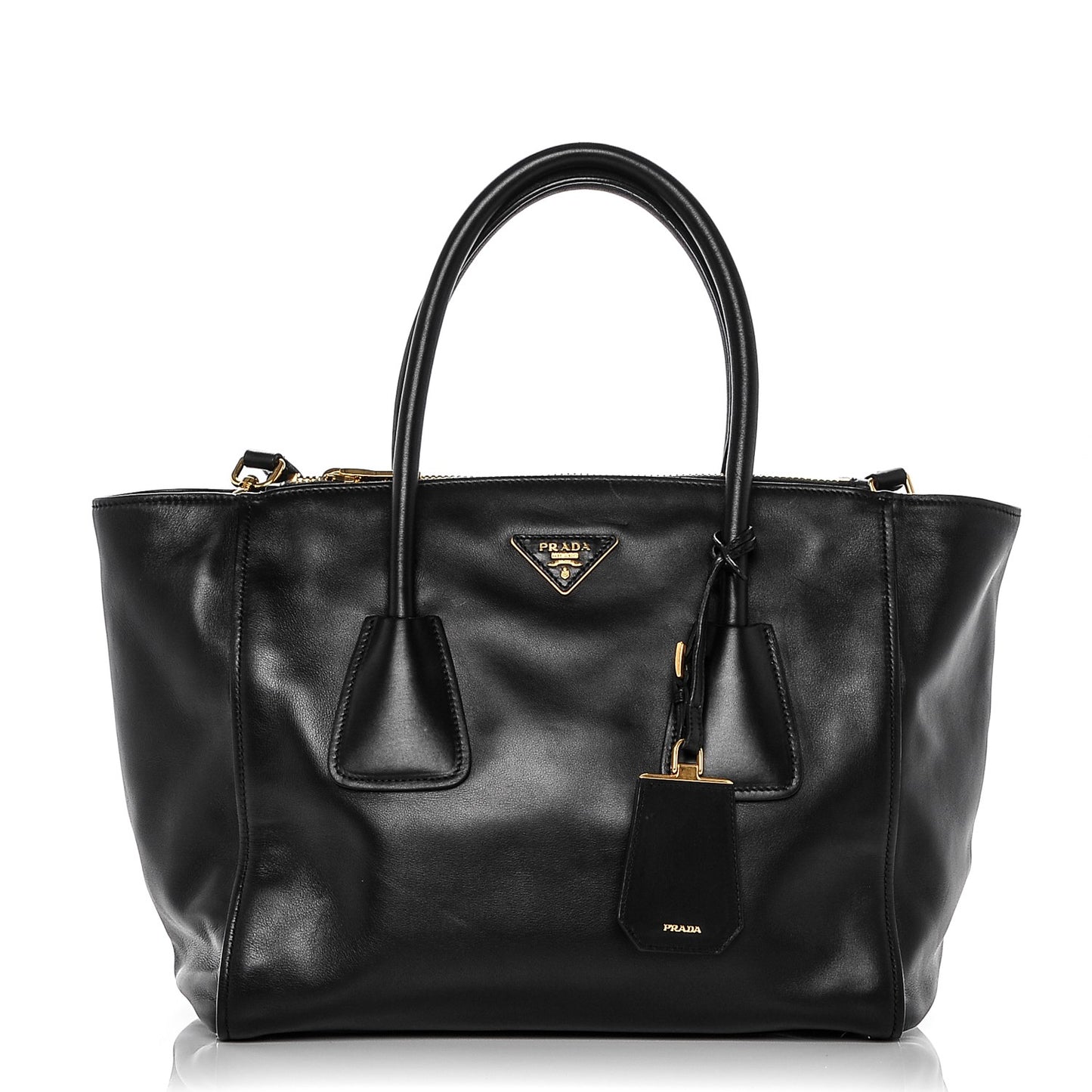 Glace Calf Twin Pocket Tote Nero Black