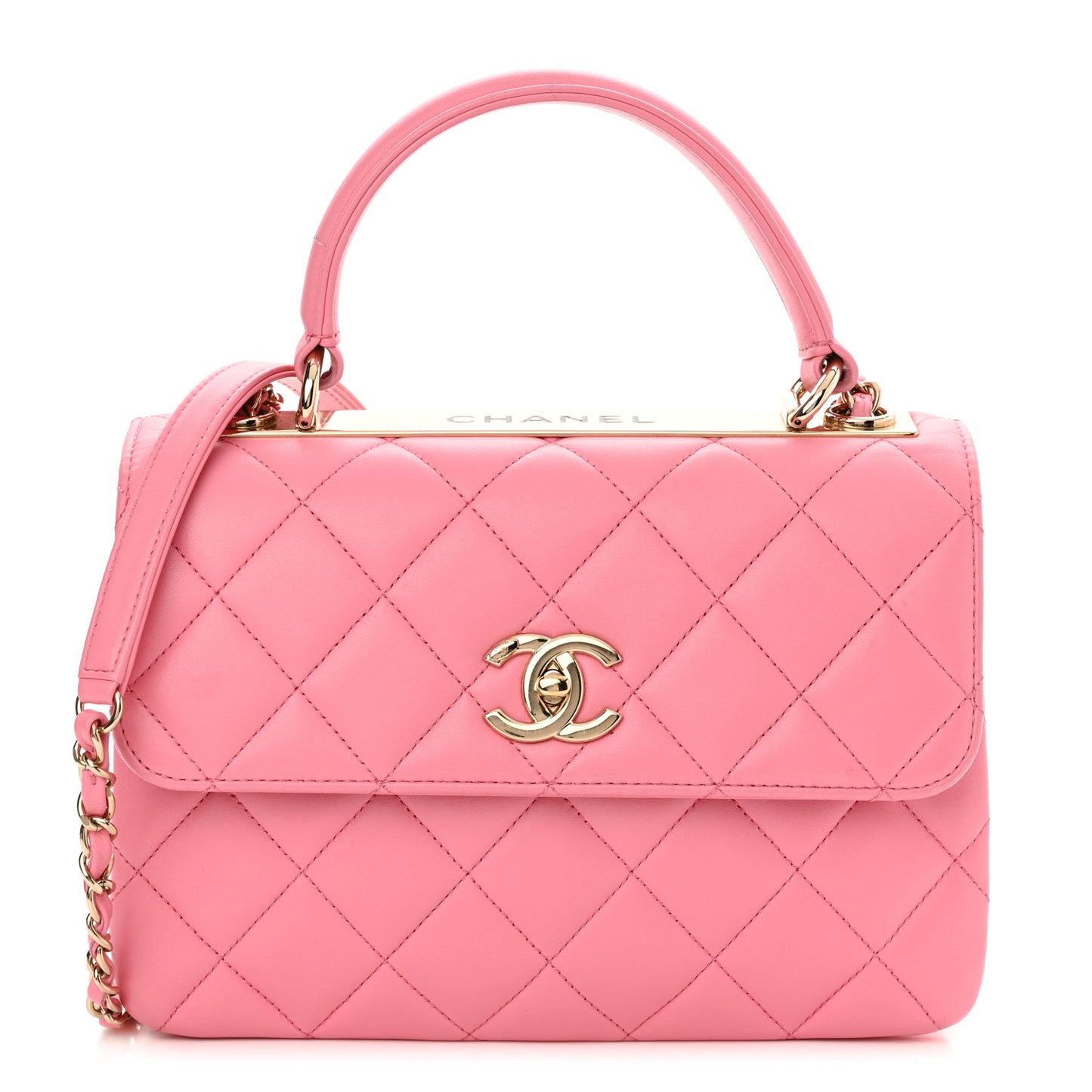 Lambskin Quilted Small Trendy CC Flap Dual Handle Bag Light Pink