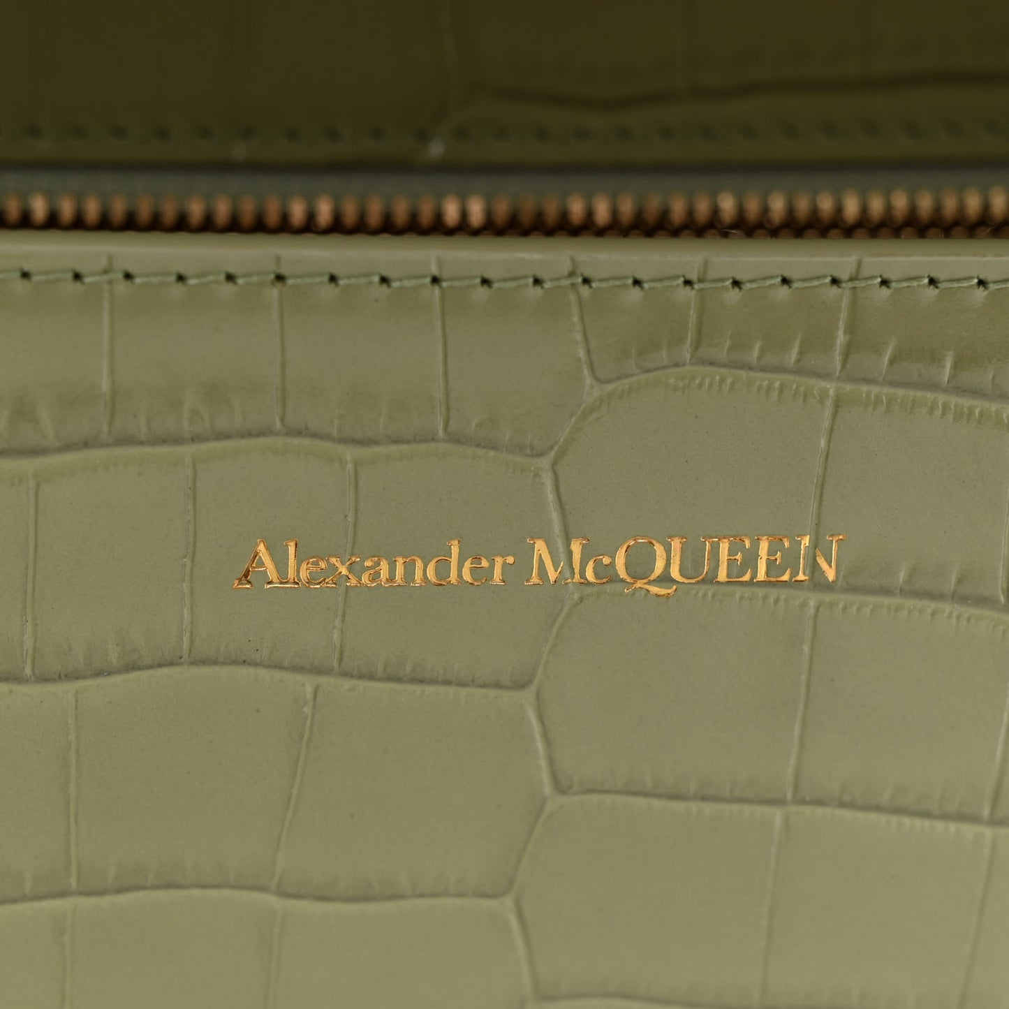 Shiny Crocodile Embossed Jeweled Satchel Sage