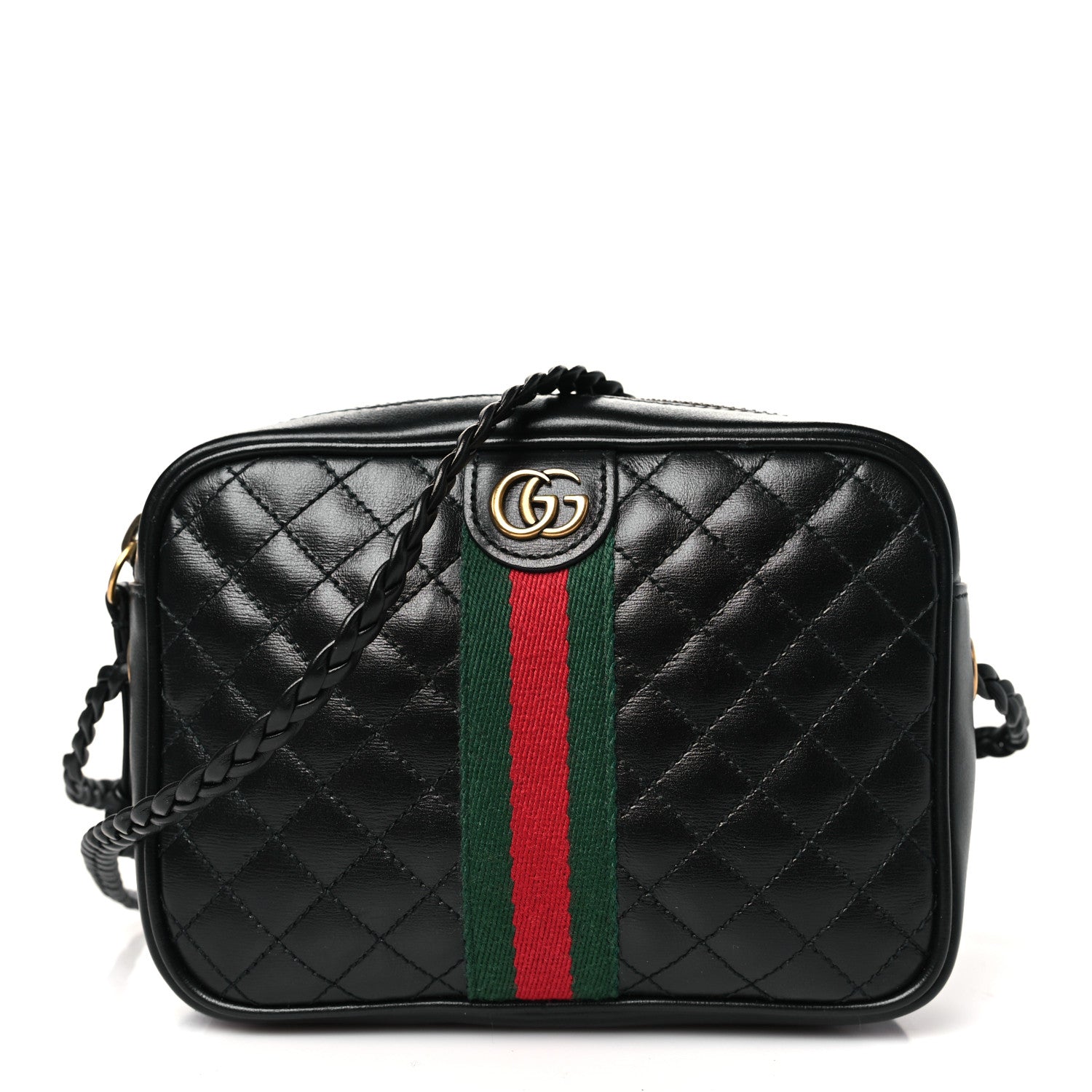 Gucci Calfskin Trapuntata Web Mini GG Shoulder Bag Black 1 of 11