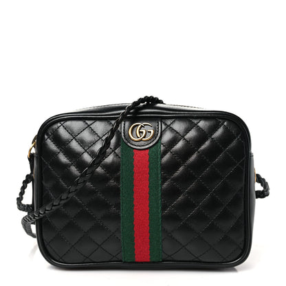 Gucci Calfskin Trapuntata Web Mini GG Shoulder Bag Black 1 of 11