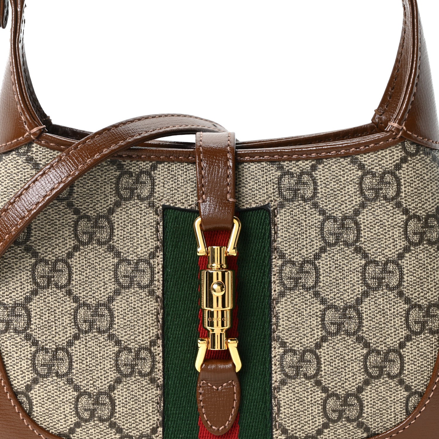 Gucci GG Supreme Monogram Azalea Calfskin Web Mini Jackie 1961