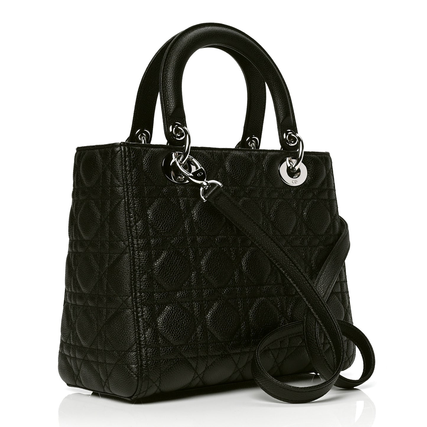 Grained Calfskin Cannage Medium Lady Dior Black