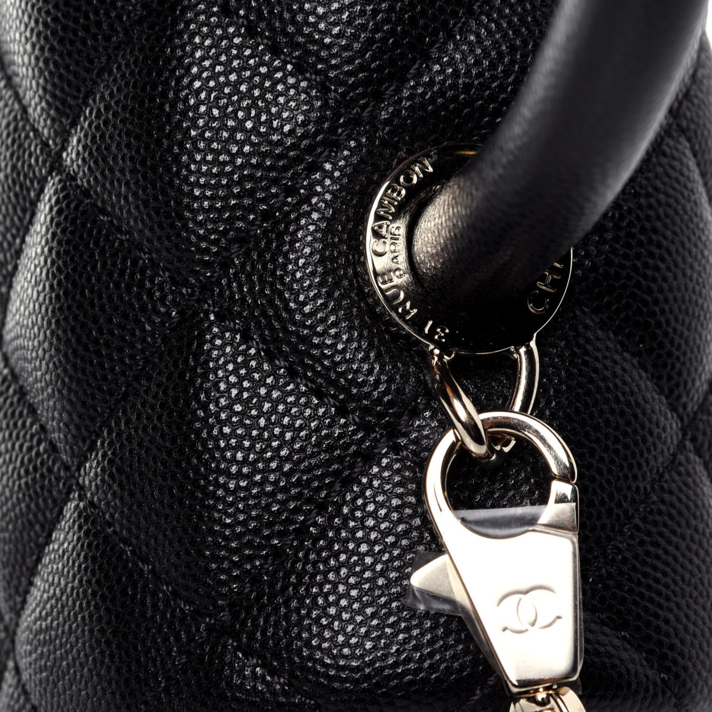 Caviar Quilted Small Coco Handle Flap Black