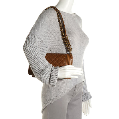 Chanel Caviar Quilted Medium Boy Flap Light Brown 2 of 9