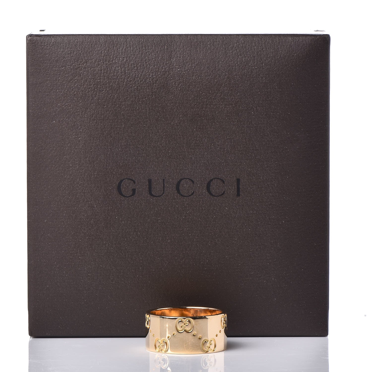 Gucci 18K Yellow Gold 9mm Icon Band Ring 54 6.5 6 of 6