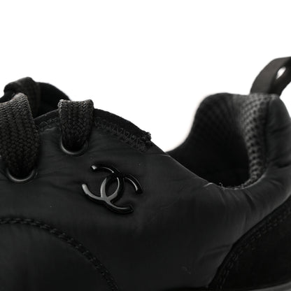 Chanel Nylon Suede Calfskin CC Sneakers 38 Black 11 of 12