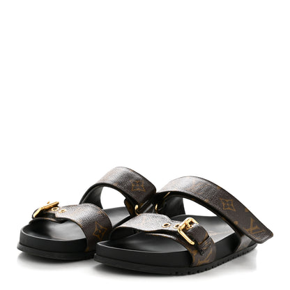 Louis Vuitton Monogram Bom Dia Mule Sandals 38 Black 4 of 12