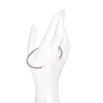 David Yurman Sterling Silver Diamond Pearl 9mm Solari Bracelet 2 of 4