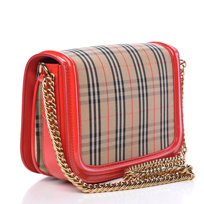 Burberry Patent 1983 Knight Check Link Shoulder Bag Bright Red 3 of 15